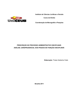 PRESCRI&Ccedil;&Atilde;O NO PROCESSO ADMINISTRATIVO DISCIPLINAR