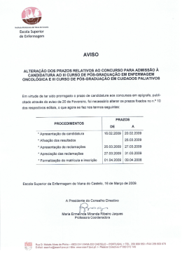 AVISO ALTERAÇÃO Dos PRAZOS RELATIVQs Ao