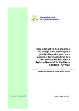 Assunto do Código de Classificação e Justificativas dos Prazos