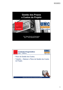 Gest&atilde;o dos Prazos e Custos do Projeto