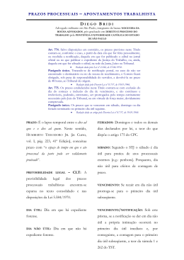 prazos processuais &ndash; apontamentos trabalhista