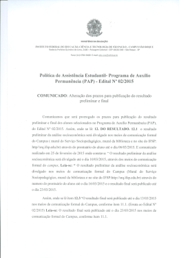 2-Altera&ccedil;&atilde;o dos prazos para a publica&ccedil;&atilde;o do resultado preliminar e