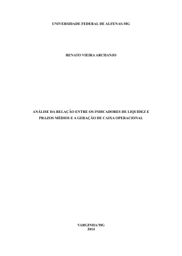 An&aacute;lise da rela&ccedil;&atilde;o entre os indicadores de liquidez e - Unifal-MG