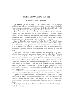 1 NOTAS DE AULAS DE MAT 421 Geometria N&tilde;ao - IME-USP