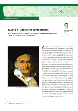GAUSS E A MATEM&Aacute;TICA EXPERIMENTAL