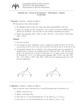 Gabarito da primeira prova - Instituto de Matem&aacute;tica