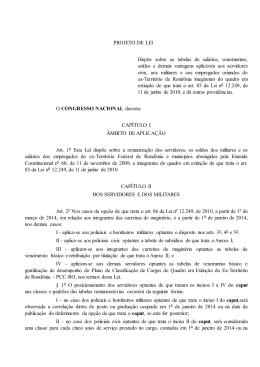 PROJETO DE LEI Dispõe sobre as tabelas de salários, vencimentos