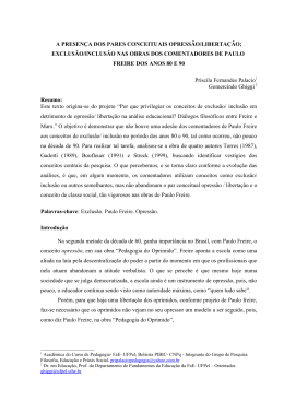 a presen&ccedil;a dos pares conceituais opress&atilde;o/liberta&ccedil;&atilde;o