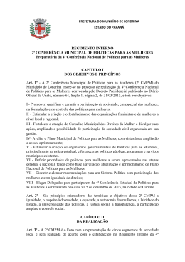Regimento da 2&ordf; Confer&ecirc;ncia Municipal de Pol&iacute;ticas para as Mulheres