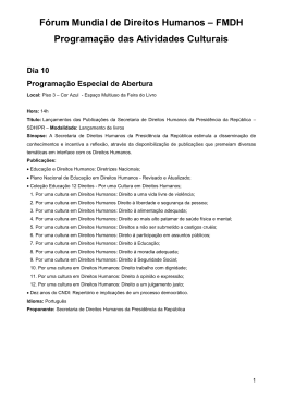 Programa&ccedil;&atilde;o - F&oacute;rum Mundial de Direitos Humanos