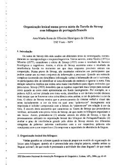 Organização lexical numa prova mista da Tarefa de Stroop
