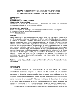 GEST&Atilde;O DE DOCUMENTOS EM ARQUIVOS