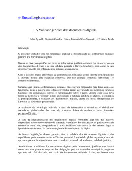 A Validade jur&iacute;dica dos documentos digitais