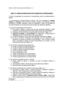 ANEXO 10 - ORDEM DE APRESENTA&Ccedil;&Atilde;O DOS DOCUMENTOS