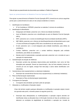 Folha de Apoio ao preenchimento dos documentos que