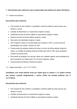 1 - Documentos para matr&iacute;cula e para comprova&ccedil;&atilde;o