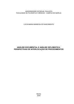 an&aacute;lise documental e an&aacute;lise diplom&aacute;tica: perspectivas de
