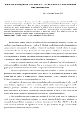 a profissionaliza&ccedil;&atilde;o dos indiv&iacute;duos portadores de defici&ecirc;ncia mental