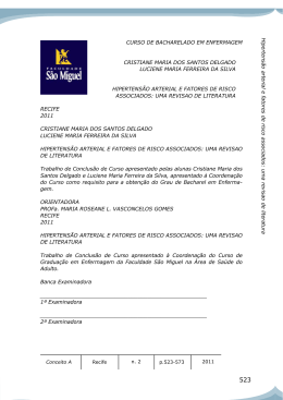 Hipertens&atilde;o arterial e fatores de risco associados: uma revisao de