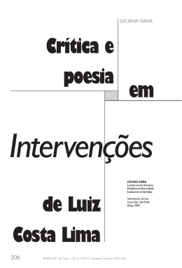 Crítica e poesia em de Luiz Costa Lima