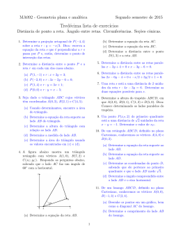 Dist&acirc;ncia de ponto a reta. &Acirc;ngulo entre retas. Circunfer&ecirc;ncias