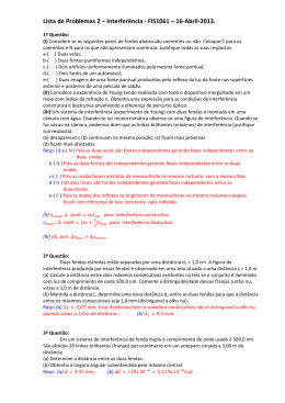 Lista de Problemas 2 – Interferência - FIS1061 – 16-Abril