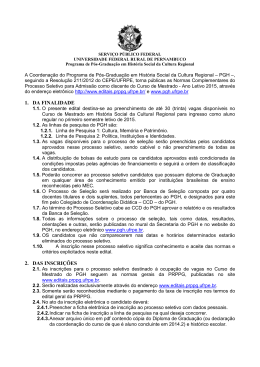1. DA FINALIDADE 2. DAS INSCRI&Ccedil;&Otilde;ES - Editais da PRPPG
