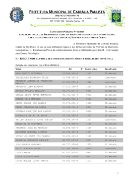 edital de divulga&ccedil;&atilde;o do resultado da prova de condicionamento