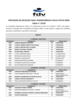 PROCESSO DE SELE&Ccedil;&Atilde;O PARA TRANSFER&Ecirc;NCIA