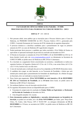 EDITAL FACULDADE DE CI&Ecirc;NCIAS M&Eacute;DICAS DA PARA&Iacute;BA