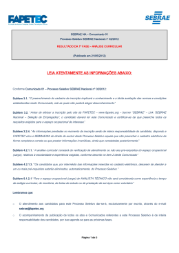 Resultado 1&ordf; Fase - An&aacute;lise Curricular