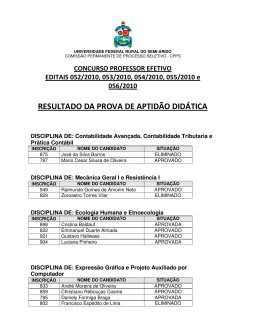 RESULTADO DA PROVA DE APTID&Atilde;O DID&Aacute;TICA