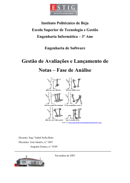 Gest&atilde;o de Avalia&ccedil;&otilde;es e Lan&ccedil;amento de Notas &ndash; Fase de An&aacute;lise
