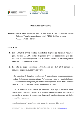 1 PARECER N.&ordm; 55/CITE/2012 Assunto: Parecer pr&eacute;vio nos termos