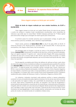 4&ordm; Ano Unidade 3 &ndash; Os aspectos f&iacute;sicos do Brasil