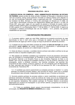 PROCESSO SELETIVO &ndash; 352/14 O SERVI&Ccedil;O