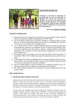 MANUTENÇÃO DE PAZ Estatísticas fundamentais Duas