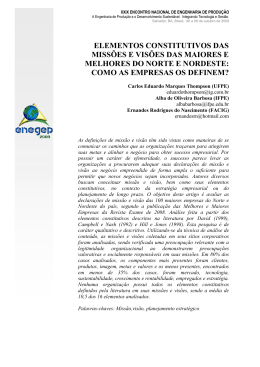 ELEMENTOS CONSTITUTIVOS DAS MISS&Otilde;ES E VIS&Otilde;ES