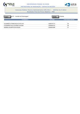 Resultado Oficial da Prova Objetiva - PNE - Vestibular