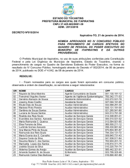 ESTADO DO TOCANTINS PREFEITURA MUNICIPAL DE