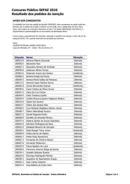 Resultado dos pedidos de Isen&ccedil;&atilde;o