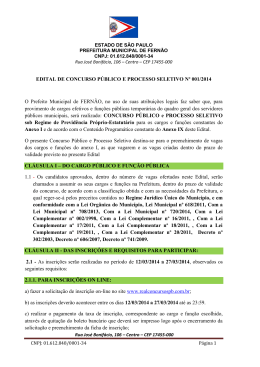 EDITAL DE CONCURSO P&Uacute;BLICO E PROCESSO SELETIVO N&ordm;