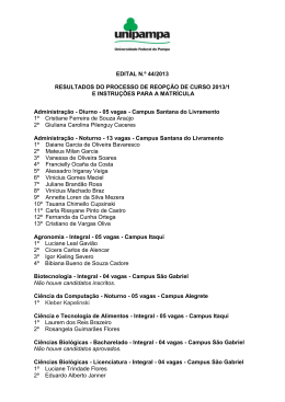 EDITAL N.&ordm; 44/2013 RESULTADOS DO PROCESSO