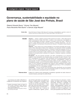 Governan&ccedil;a, sustentabilidade e equidade no plano de