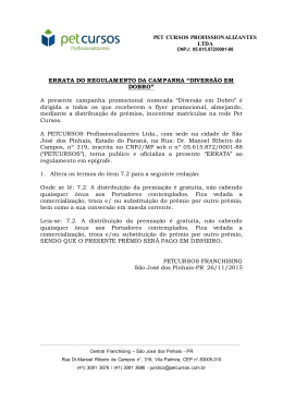 ERRATA DO REGULAMENTO DA CAMPANHA