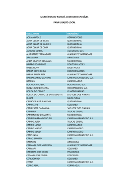 MUNICÍPIOS DO PARANÁ COM DDD DISPONÍVEL PARA