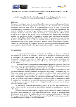 1 Qualidade no Atendimento da Secretaria de Urbanismo
