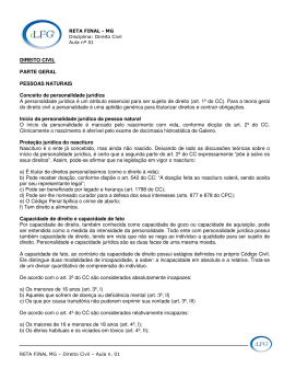 DIREITO CIVIL PARTE GERAL PESSOAS NATURAIS Conceito de