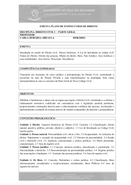 ementa plano de ensino curso de direito disciplina: direito civil i