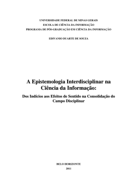 A Epistemologia Interdisciplinar na Ci&ecirc;ncia da Informa&ccedil;&atilde;o:
